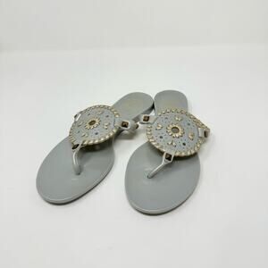 Jack Rodgers Grey Gold Jelly Flip Flips size 6